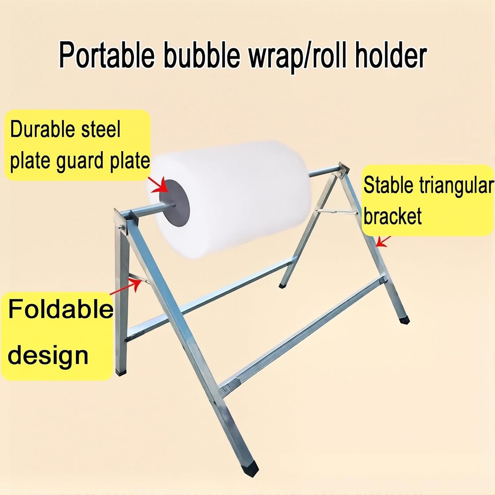 NGARY Dispenser Multiuso per Pluriball, Supporto Pieghevole per Pluriball con Clip di Sicurezza, Telaio Resistente alla Ruggine E Buona capacità di Carico per Imballaggi Commerciali 80cm