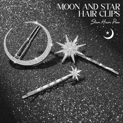 Bartosi HB-210 Rhinestone Moon Hair Clips Silver Star Hairpins Crystal Decorative Bobby Pin Bride Wedding Hair Pins Side Clip Hair Accessories thumb #1