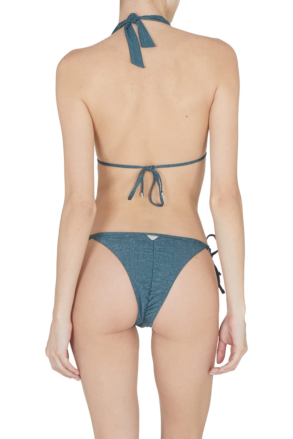 Emporio Armani Women's Lurex Textured Yarn Band And String Brazilian Bikini Set Bikini Donna