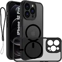 USTIYA Magnética Capa para iPhone 12 Pro 6,1 polegadas Case Matte Acrílico Uso Resistente Protetora de Câmera Capinha Acessórios para Celular com Cordão Preto FGCX
