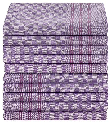 DESERMO Juego de 10 paños de alta calidad de 100% algodón, paño de cocina de 50 x 90 cm con colgante en ambos lados, color azul y blanco a cuadros