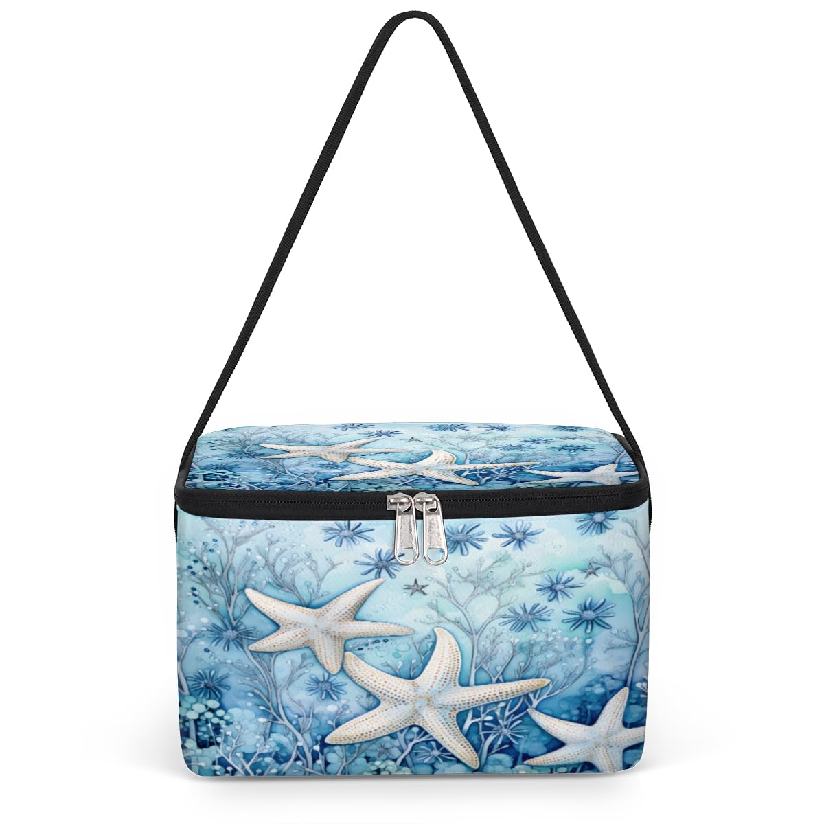 Starfish Lunch Bags for Women Men 9 Cans, Hot & Cold Food Delivery Bag Insulated Grocery Bag Insulated Lunch Box Blue Ocean Cooler Bag for Office Work Picnic Beach