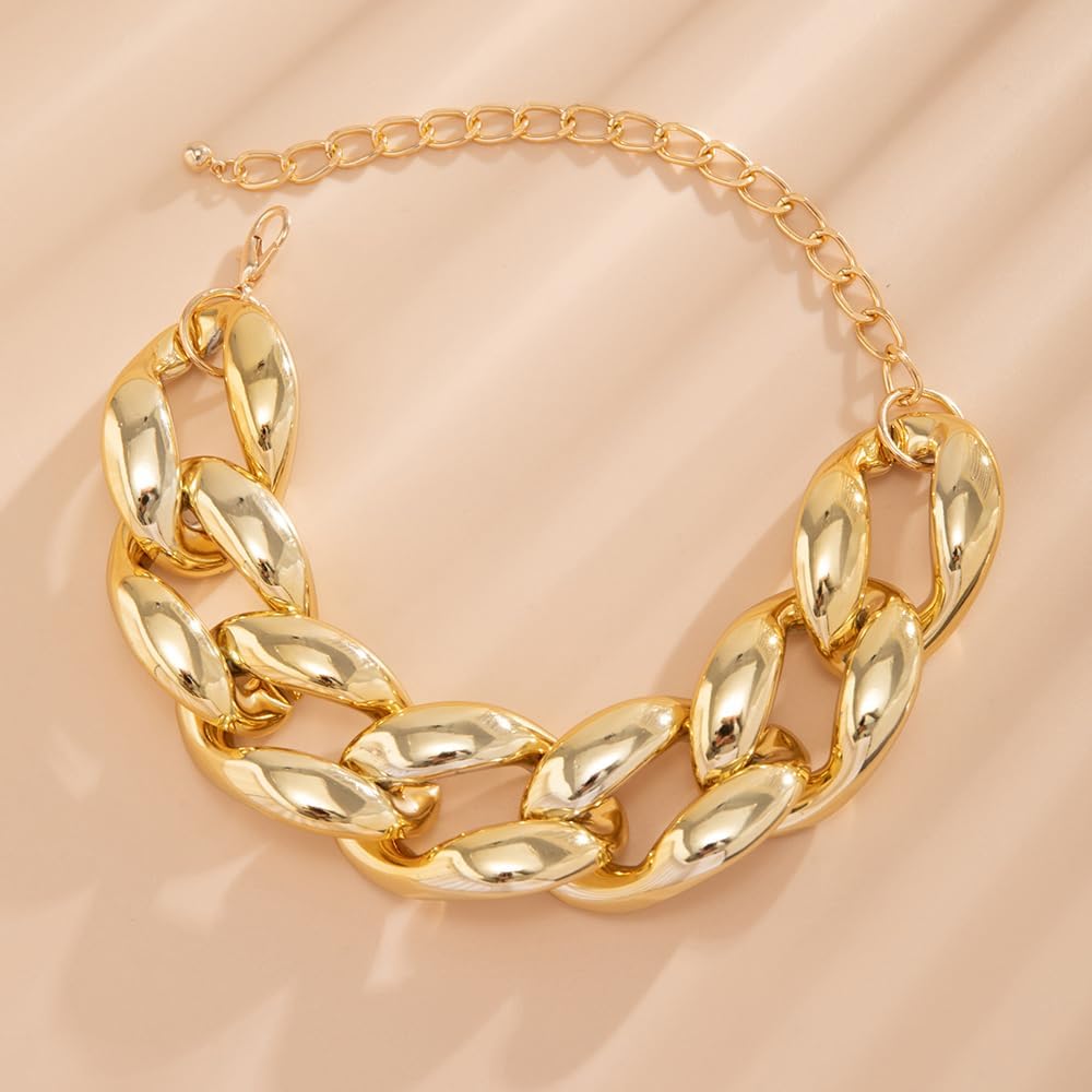 GIGB PBDK Chunky Chain Necklace for Women Thick Cuban Statement Choker Necklace Punk Exaggerated Clavicle Necklace Simple Hip Hop Party Accessories - Image 6