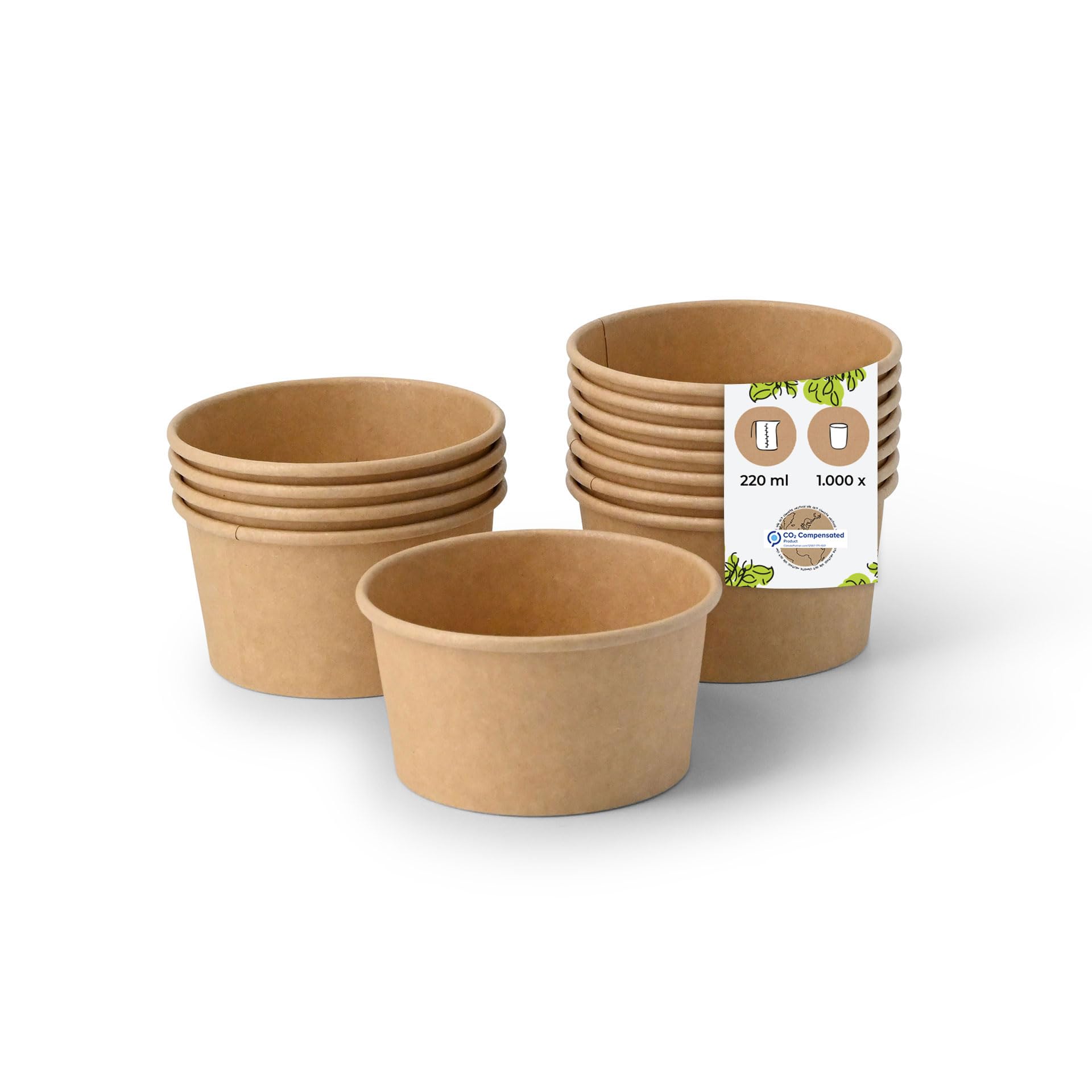 BIOZOYG Bicchieri Carta per Gelato 1000 Pezzi 150 ml Kraft Coppette per Dessert Usa e Getta Rivestite Coppe per Gelato Cartone Bicchieri per Snack Citole Gelato Bicchieri Monouso Yogurt Tiramisu