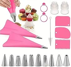 Piping Bags and Nozzles Set, Cakes Decorating Kit Supplies with 2 Reusable Pastry Bags, 10 Frosting Tips, 2 Couplers, 2 Bag Ties, 3 Cake Scraper, 1 Cleaning Brush for Cake, Pastries, Cupcake, Baking