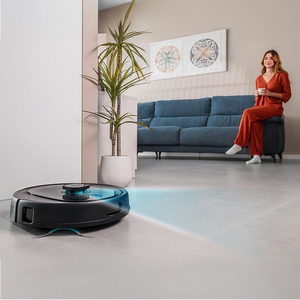 Cecotec Robot odkurzający i zamiatający z SI Conga 9990 AI Spin Revolution Ultra Power. 10 000 Pa, inteligentna nawigacja, zamiatanie, odkurzanie, czyszczenie i przełączanie mopów, 240 min autonomii