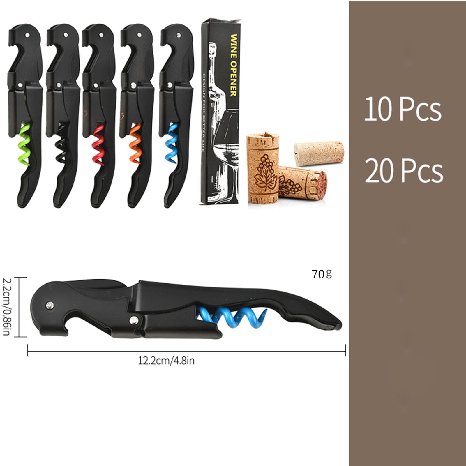Abridor de Botellas de Vino,70G Engrosado Acero Inoxidable Doble Bisagras Llave con Lámina Cutte Para Camareros de Restaurante, Camarero Profesional Sacacorches Vino Abredores Conjunto (20, Rojo)