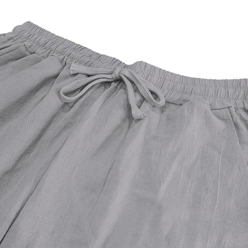 Men's Linen Pants Coconut Palm Print Pants Loose Straight Leg Drawstring Elastic Waist Trendy Outdoor Beach Trousers4