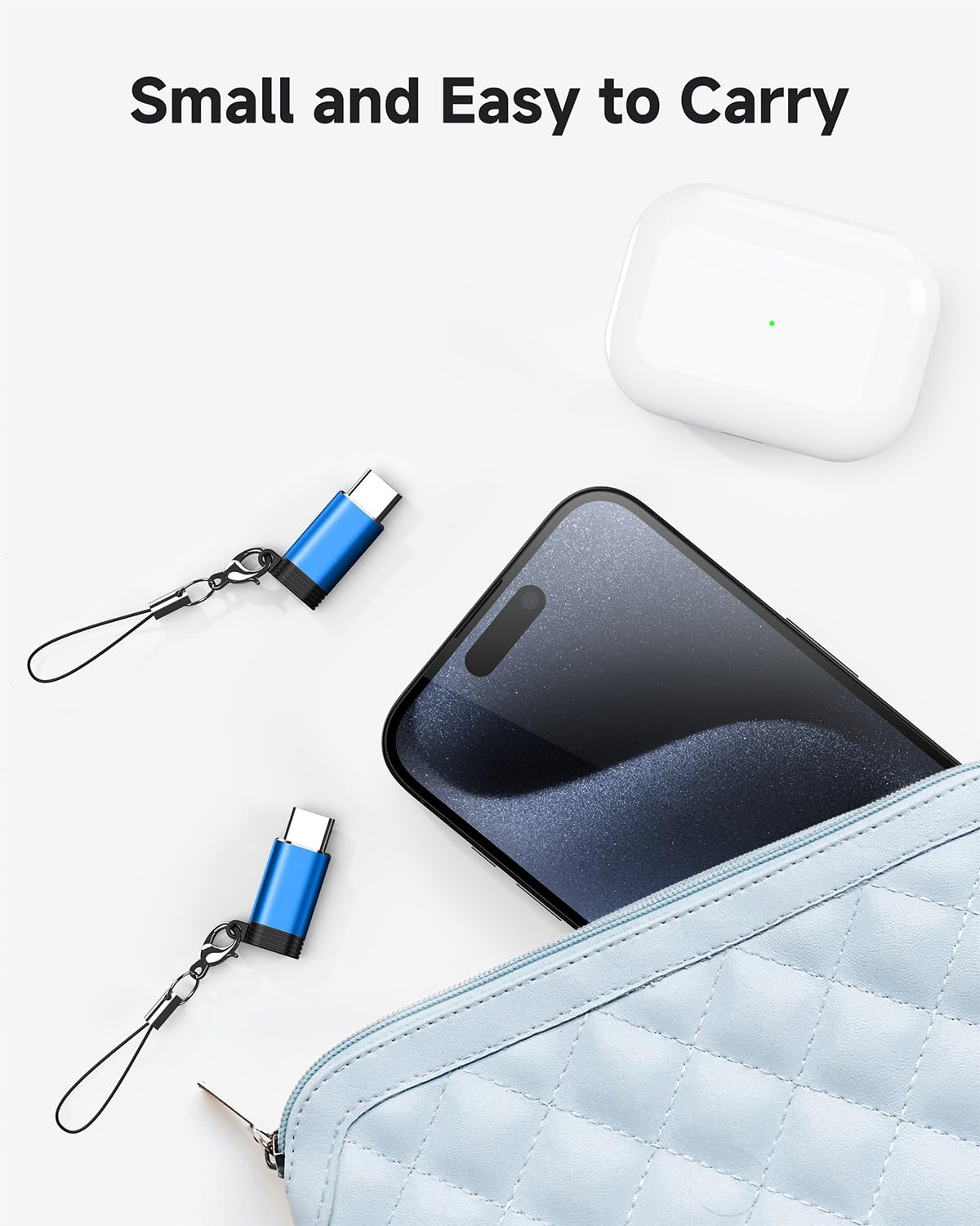 LERTOSEN Lightning to USB C Adapter 4 Pack, Fast Charging & Data Sync for iPhone 15/16/17 Pro/Pro Max, Charger Adapter Accessory (Not for Audio/OTG)-Blue: 4 Pack Blue