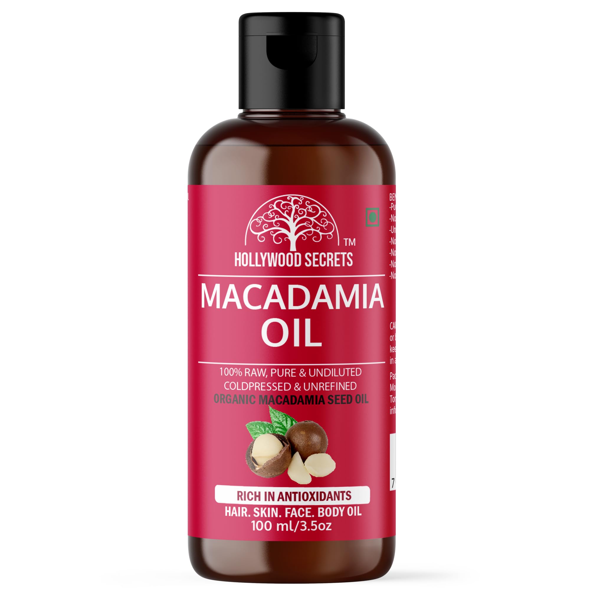Organic Pure Macadamia Oil Hair Skin Face Body 100 ml