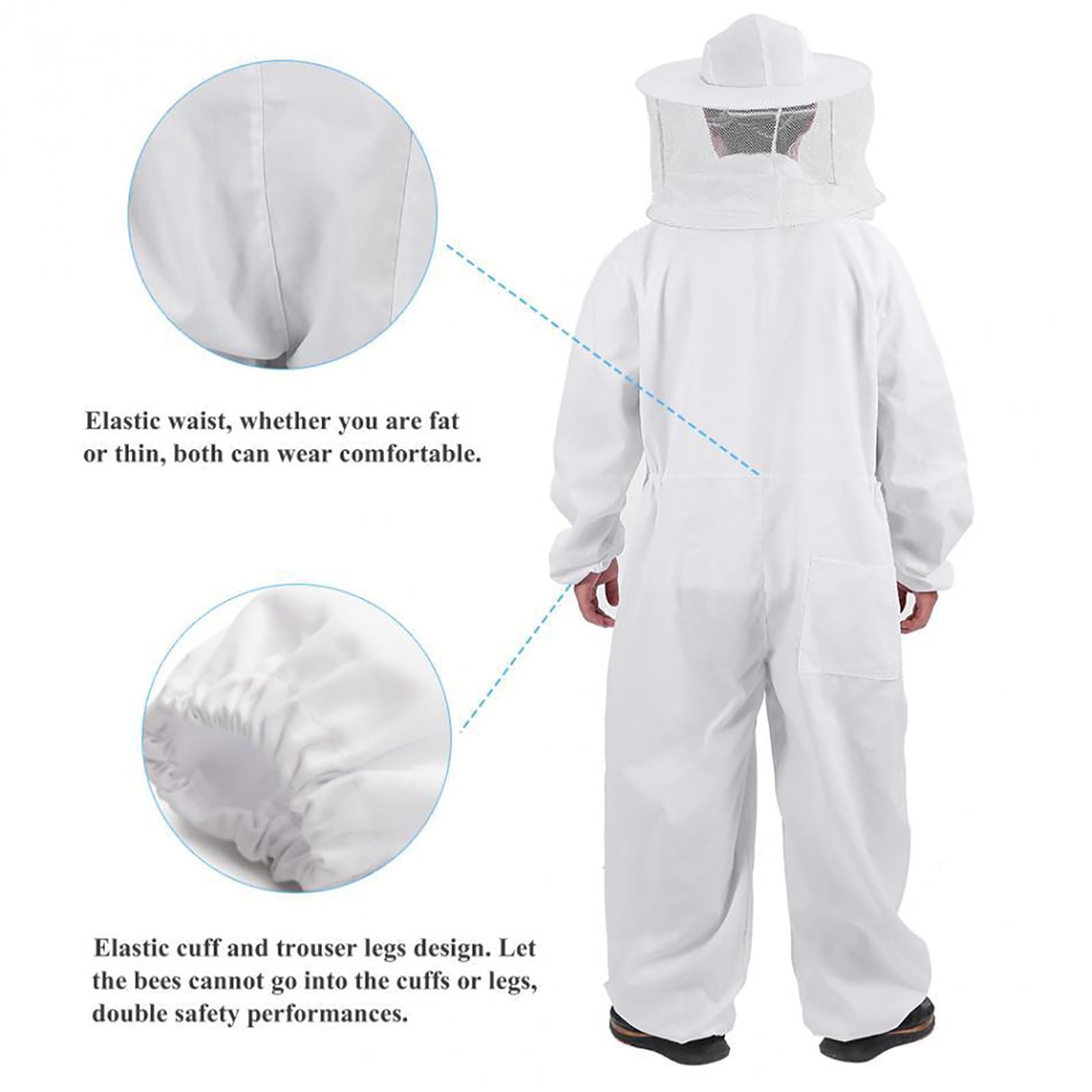 Imkeranzug Stichfest Mit Atmungsaktiver Kapuze, Vollschutz Imkeranzug Mit Taschen Und Elastischen Bündchen Für Imker, Professioneller Imkeranzug Für Männer Und Frauen, XL/2XL