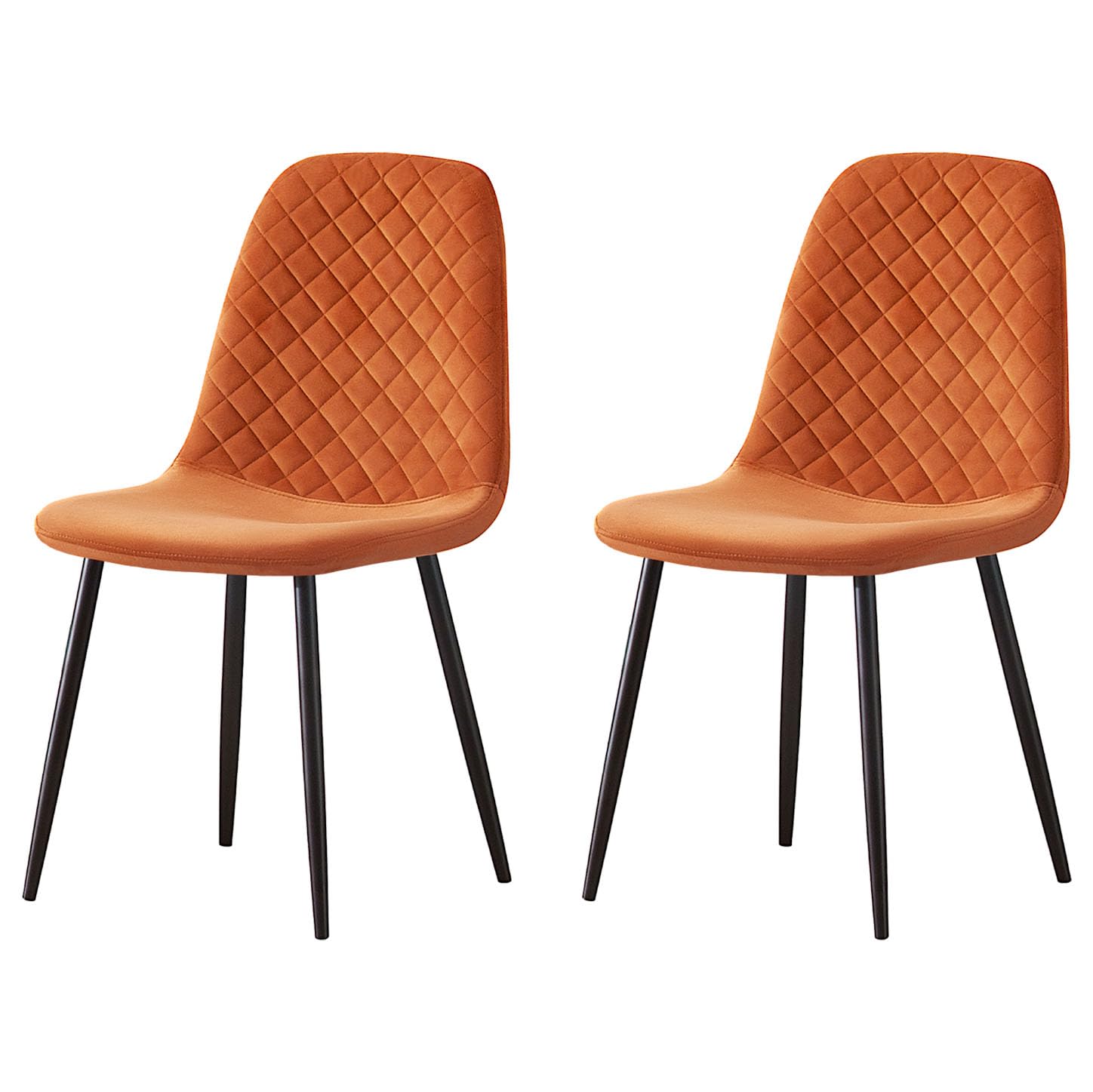 AINPECCA Set of 2 Velvet Dining Chairs Fabric Upholstered seat with Metal Legs Dressing Lounge Home (2, Orange) โ image 1
