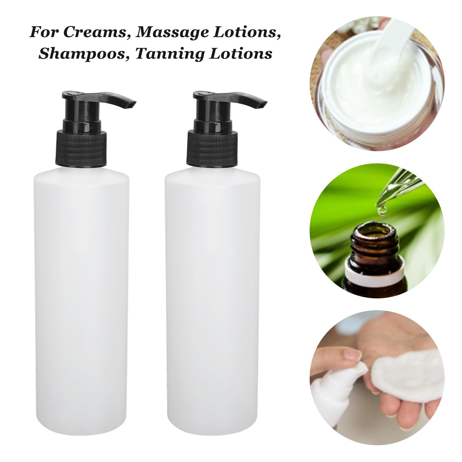 Denash Dispenser con Pompa Scalda Olio per Massaggi, Accessorio di Ricambio Bottiglia Dispenser con Pompa Scalda Olio per Massaggi Bianca 2 Pezzi 250 Ml Riutilizzabile per Lozione