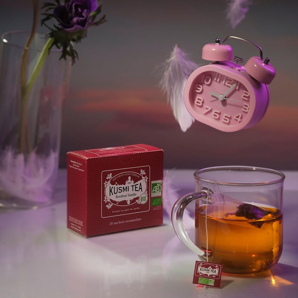 Kusmi Tea Rooibos Vainilla Té Rojo Orgánico Infusión de Rooibos sin Teína 2x20 Bolsitas