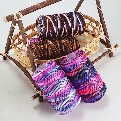 3 Rolls Macrame Cord 1.5mm, 100g/Skein Single Strand Ice Hemp Thread Colored Macrame Rope Macrame Yarn for Knitting Crocheting Summer Sun Hat, Shoe, Bag, Doll, Coaster, Cup Cover