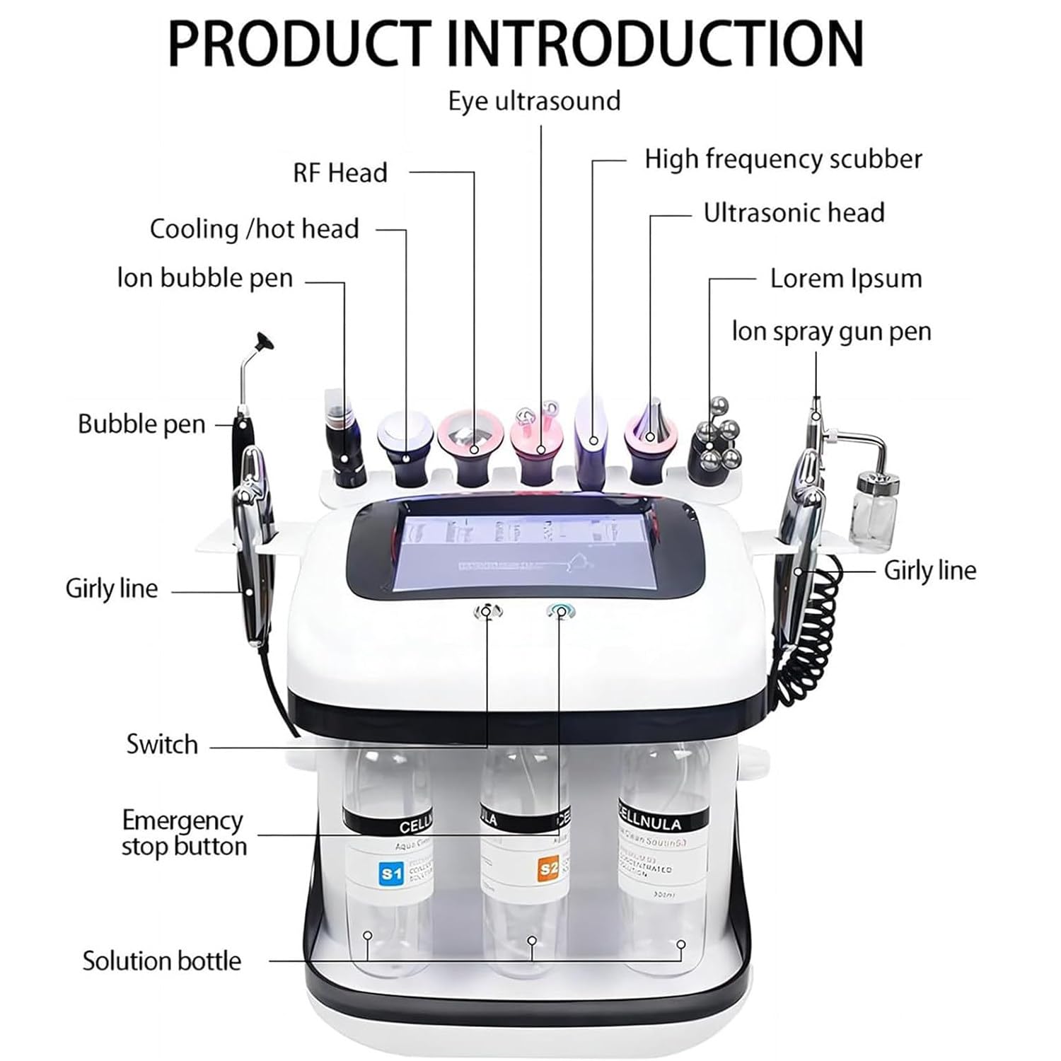 Máquina Hidráulica 10 En 1 Profesional Hydrafacial, Hidrodermoabrasión para Limpieza Profunda Exfoliante, Hidratante Facial con Pantalla LED,Dispositivo Aqua Rejuvenecimiento De Piel
