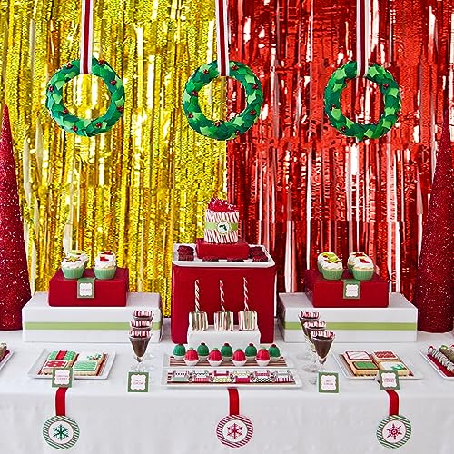 Image of BEISHIDA 4 Pcs Red and Gold Party Streamers Fringe Foil Curtain Backdrop Tinsel Background Party Decoration for Chinese New Years Graduation Birthday Wedding Anniversary Christmas Party Decoration