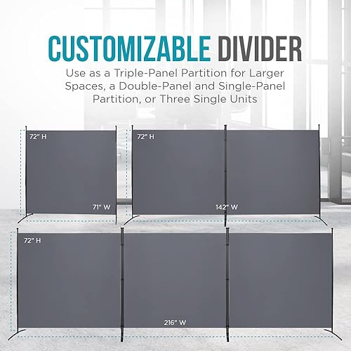 Miniatura 6 de Steel-AID - Divisor de privacidad de triple panel Pantalla de privacidad plegable para oficina, aula, dormitorio, habitación de los niños, estudio,