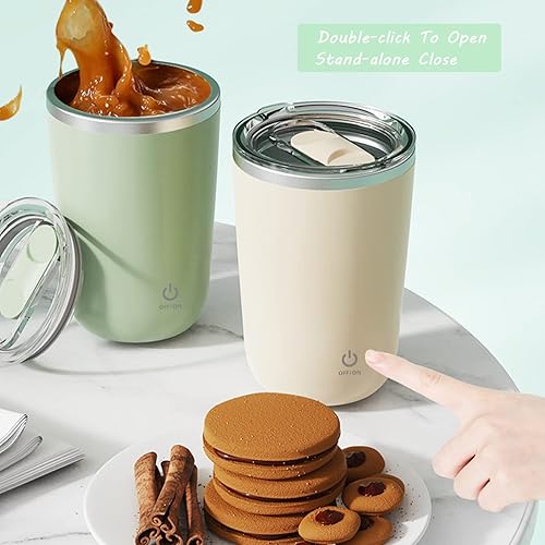 Miniatura 6 de Taza autoagitadora, mezcladora eléctrica, magnética, recargable, para café, oficina, viajes, apta para café, leche, cacao (B-verde)