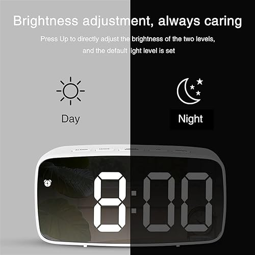 Miniatura 5 de Despertador, Tiempo Temperatura Pantalla Modo Noche Reloj Digital EspejoAcrílico Despertador LED Reloj Digital Control De Voz Snooze