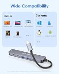 LENTION 6-in-1 USB C Hub,4K@60Hz HDMI,100W PD,3xUSB-A 3.0,USB-C Ports de données Idéal pour le travail & Étude, haute vitesse USB 3.0 Adaptateur compatible avec macOS, iOS/iPadOS, Windows et ChromeOS (CE35p, Space Gris)