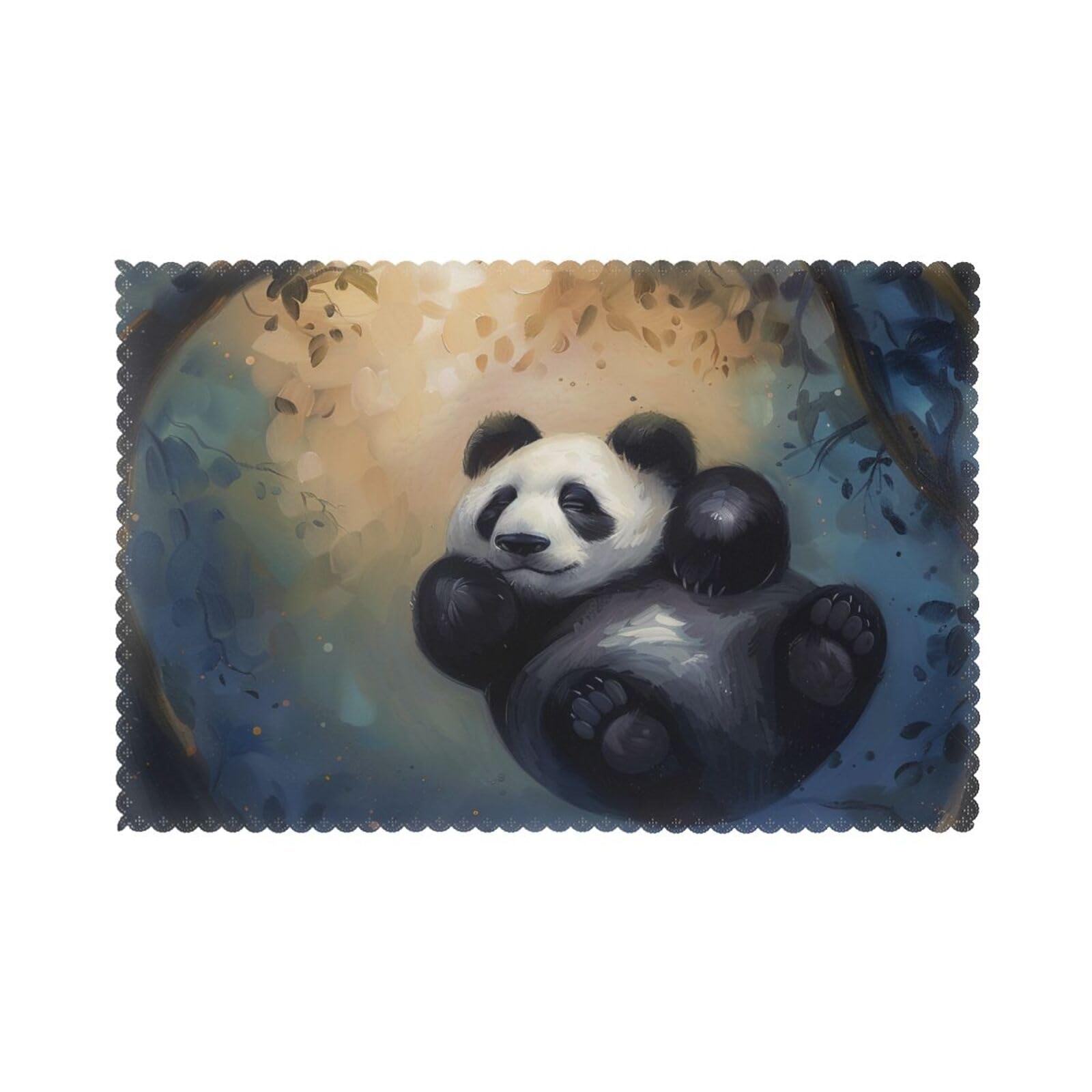 Panda Printed Placemat Heat Resistant Place Mats Set of 6 PCS Washable Kitchen Table Mats, 12x18 Inch