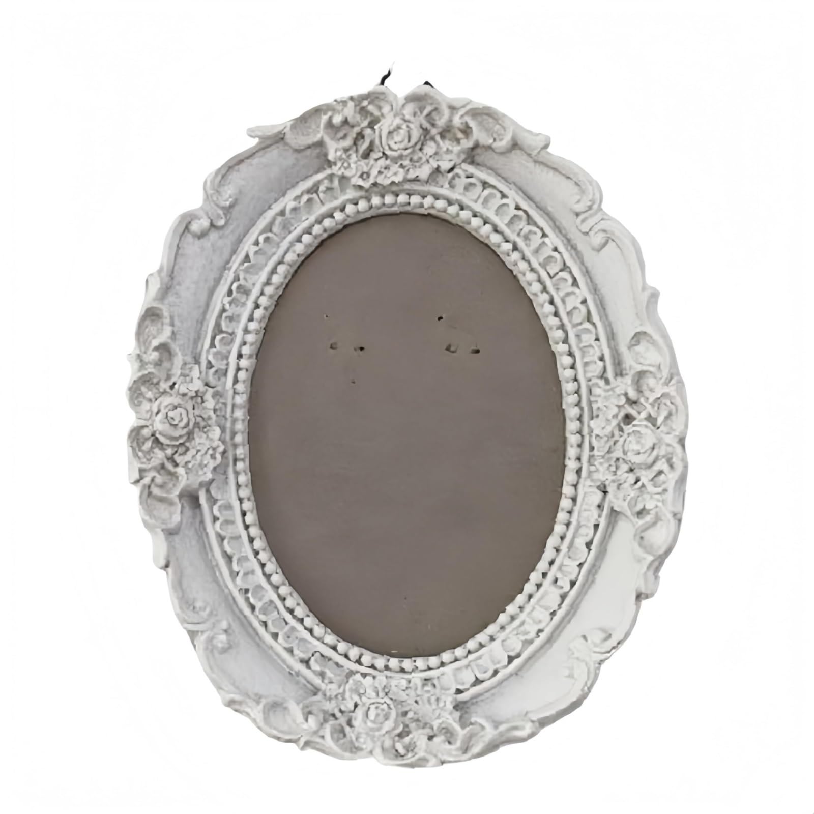 Uway White Oval Nostalgic Creative Golden Photo Frame With A Stand Oval Resin For Wall Or Tabletop Photos For Home Decor(White Oval)