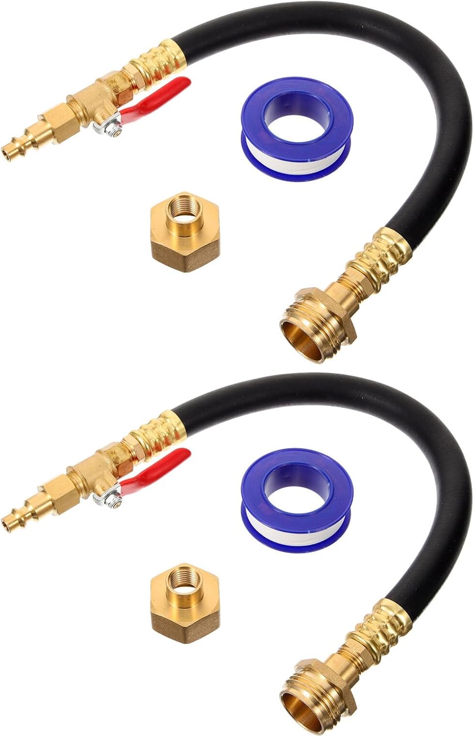 Rv Water Line Blowout Adapter Kit with Shut-Off Valve, 2 Sets Quick Connect Water Line Parts for Winterizing Rv Plumbing System and Sprinkler Hose Maintenance
