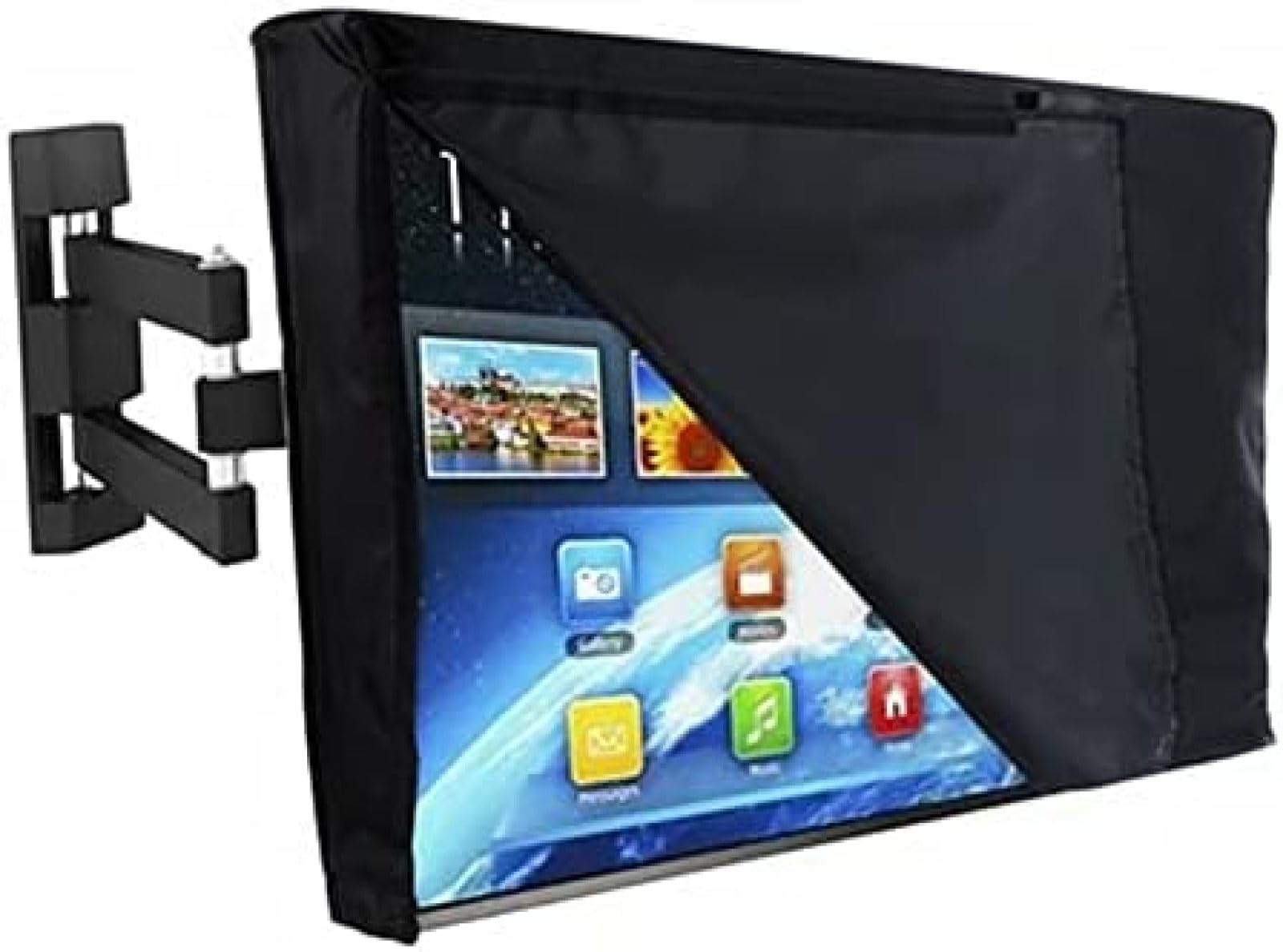 Copertura Antipolvere per TV, Copertura TV Esterna Televisore sospeso Protezione Solare Copertura Antipolvere Mobili da Esterno Copertura Antipioggia,Nero,65-70"