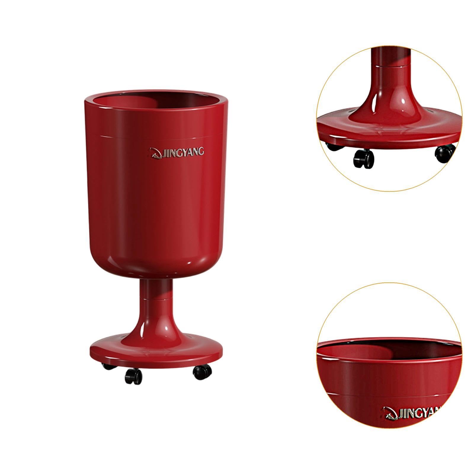 Cubo de Basura con Ruedas, Contenedor de Residuos, Cubo de Basura para Cocina, Baño Y Oficina, Rojo, Individual