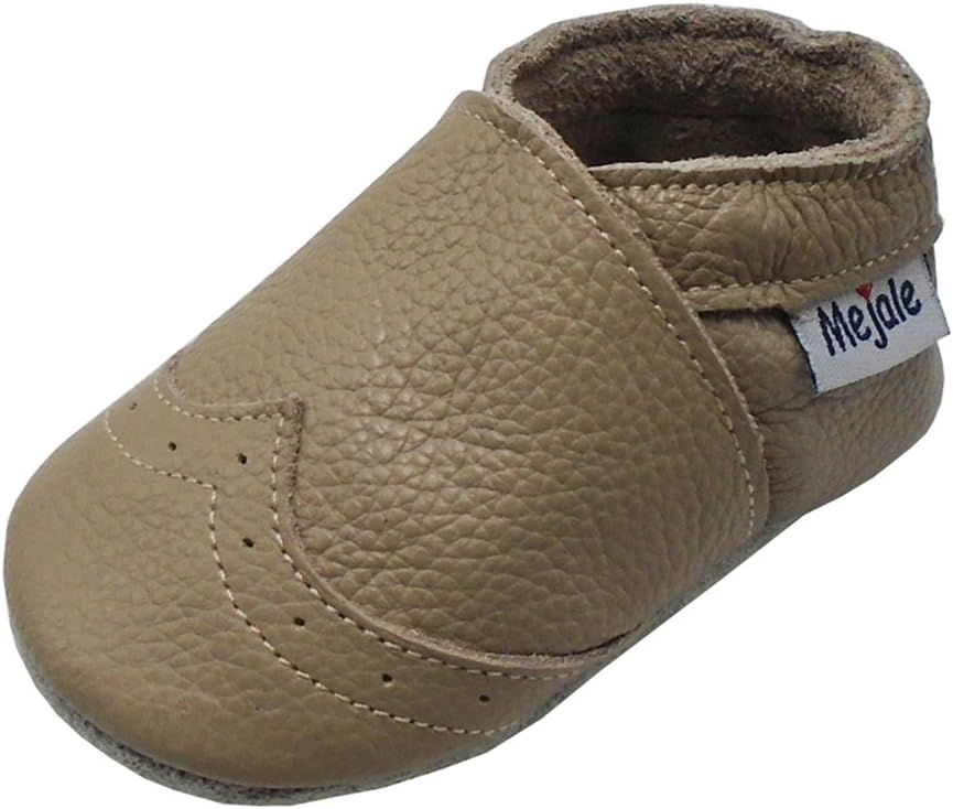 Mejale Baby Shoes Soft Sole Leather Crawling Moccasins Infant Toddler Crib Slippers