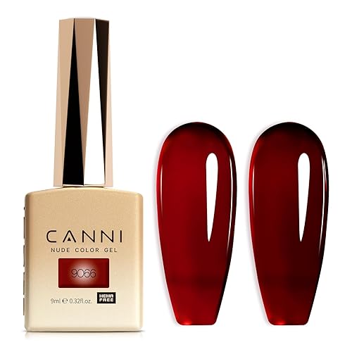 CANNI Esmalte de uñas de gel rojo gelatina, 1 unidad de esmalte de gel rojo translúcido de alto brillo para remojar en sala de manicura UV DIY