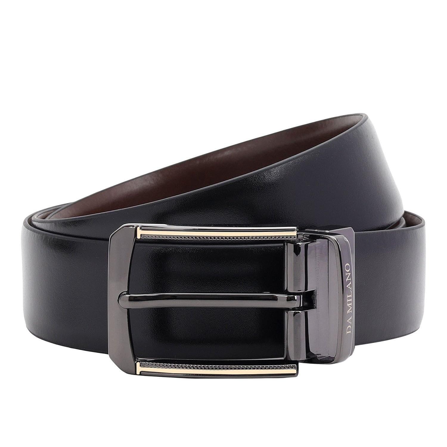 da milano Reversible Leather Belt for Men - Black & Brown (3323-35R-OL)-picture-39