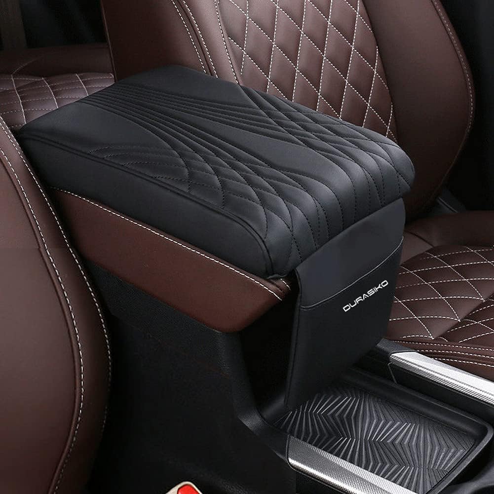 Durasiko 車肘置き コンソールボックスパッド 手置く 高級 形状記憶 前面ポケット付き 小物