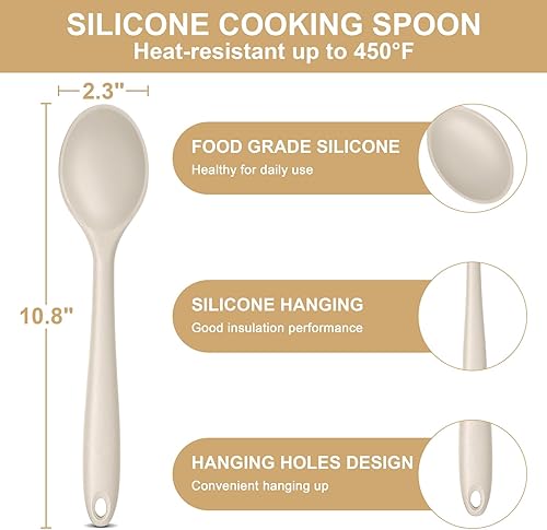 Miniatura 2 de E-far Juego de 2 cucharas de cocina de silicona, resistentes al calor, cucharas de cocina antiadherentes para hornear, agitar, servir, no tóxicas y