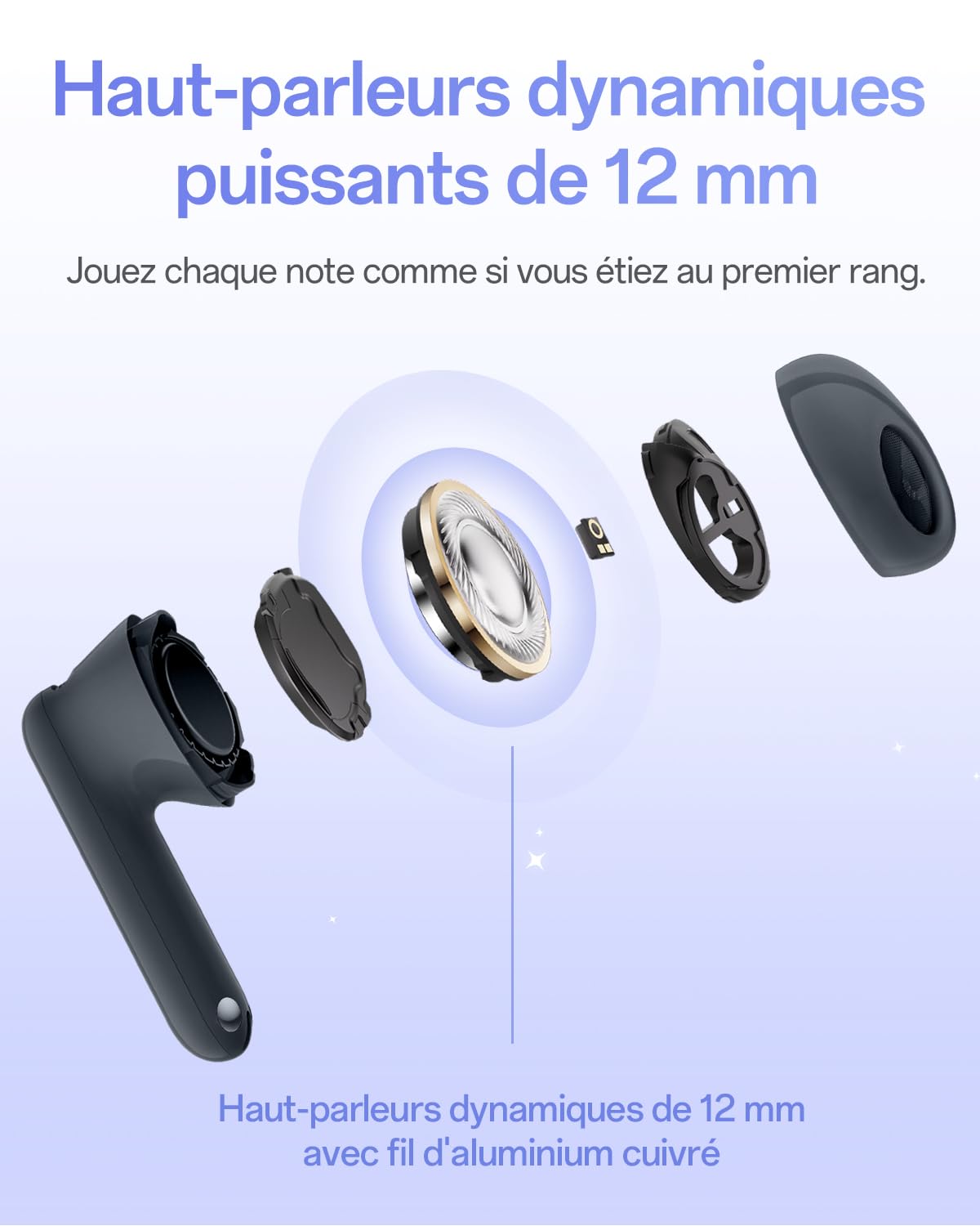 OPPO Enco Air5s écouteurs sans Fil Semi-Intra à réduction de Bruit adaptative, Trois Microphones pour appels IA Nets, Bluetooth 6.0, autonomie 48h avec étui Charge, Lunar White