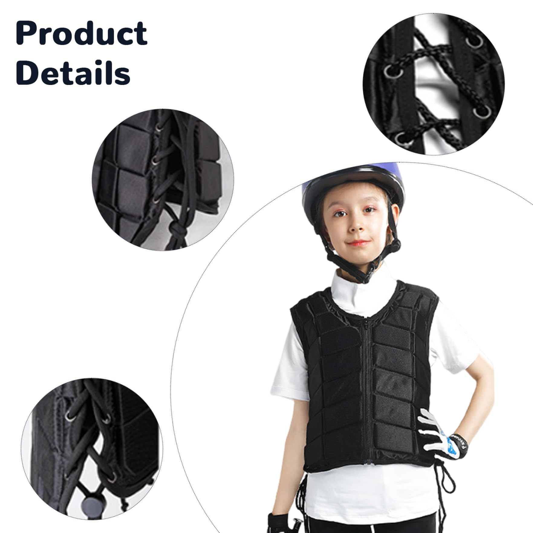 Gilet da Equitazione, Gilet Protettivo di Sicurezza, Armatura Antiurto con Cerniera, Cinturino Regolabile, Morbido e Traspirante, da Equitazione per Donne, Ragazzi, Ragazze, Bambini