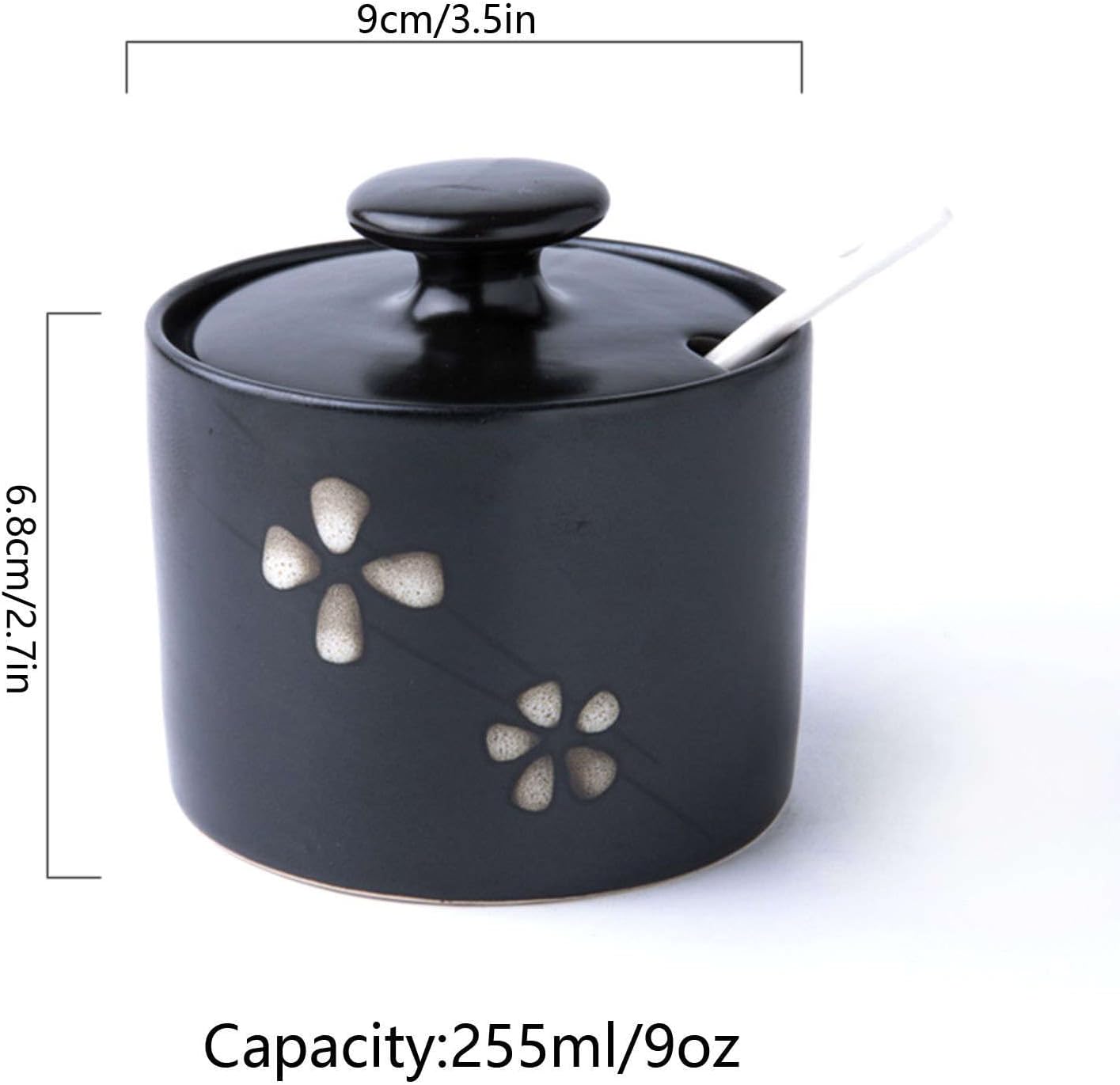 ティージャーの保管 蓋とスプーン付きシュガーボウル、カラフルなシュガーポット、セラミックコーヒーシュガーキャニスター、シュガーコンテ スプーン付き  陶器 砂糖 調味料入れ 保存容器 店 セラミック ふた付き 容器 シュガーポット 可愛い 塩 コーヒー 台所 料理 ... シュガーボウル、蓋とスプーン付きシュガーボウル、シュガーストレージジャー、シュガーポット、シュガーコンテナスパイスジャー、シュガーデ