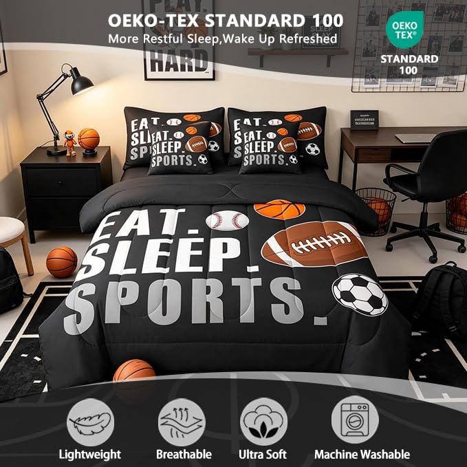 Image of Feelyou Sports Comforter Set Full Size Kids Boys Girls