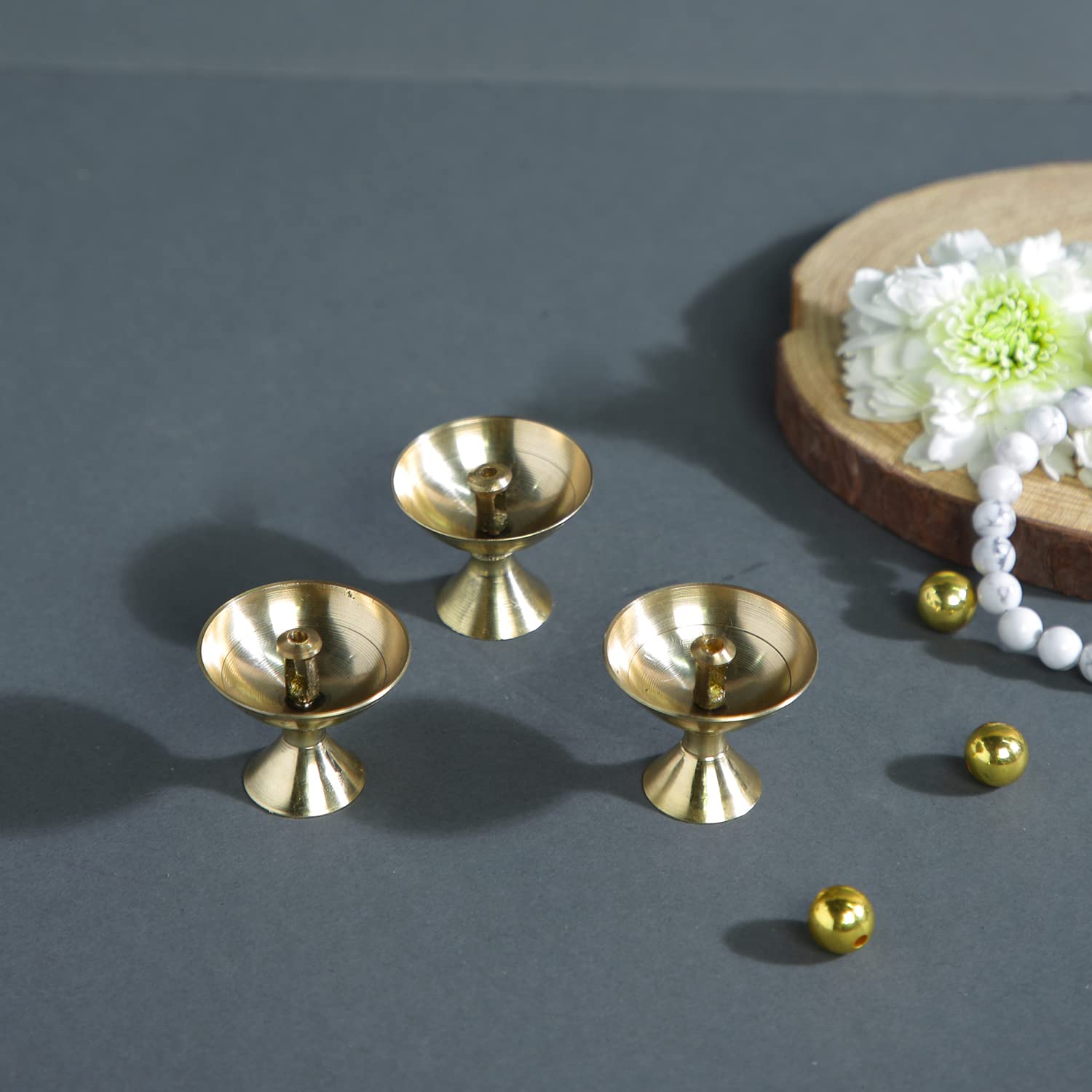 CraftVatika Brass Akhand Small Diya Oil Lamp Holder for Puja (4 x 3.2 CM, Golden) (6 Piece) (B0B1QK47SB) Amazon Price History, Amazon Price Tracker