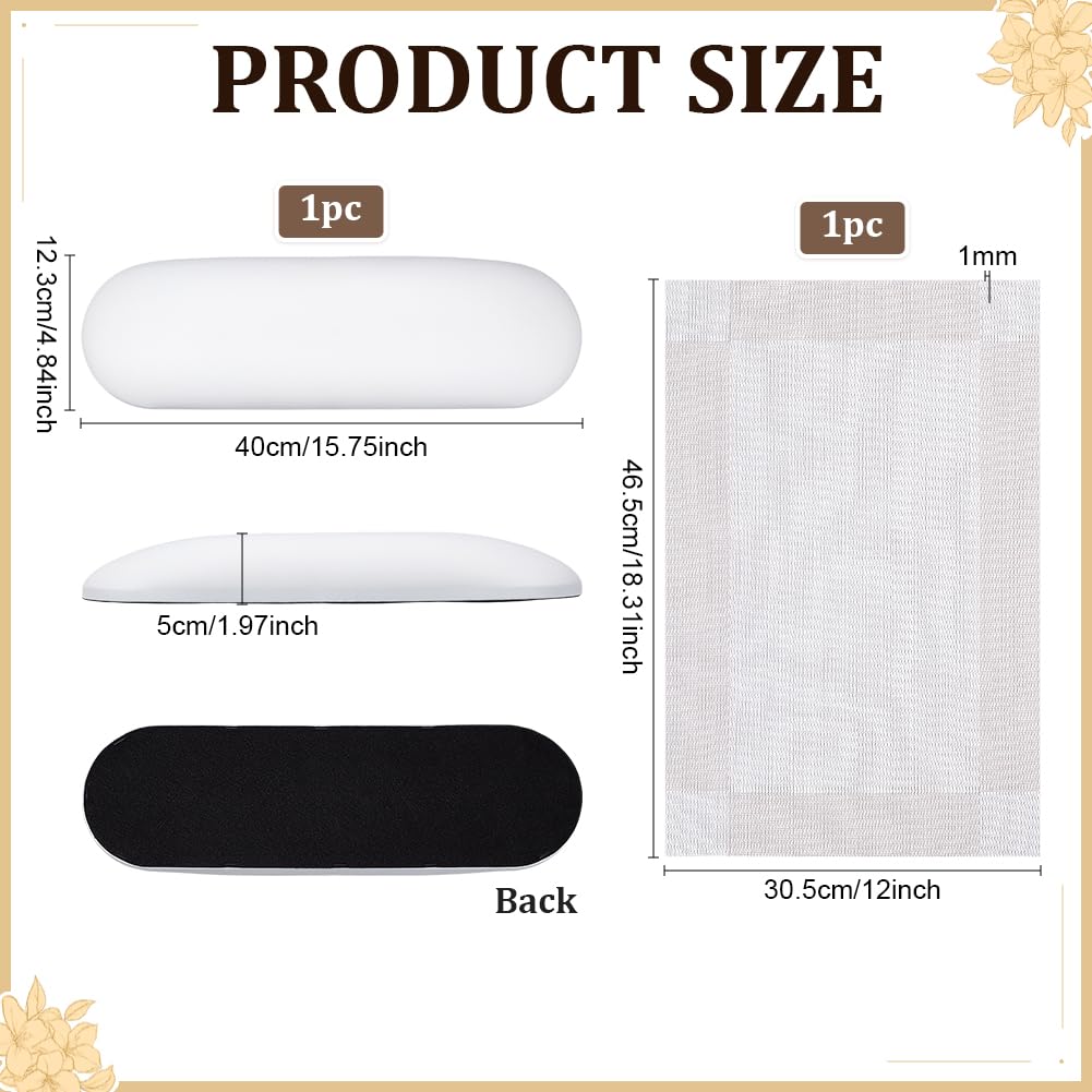 PH PandaHall Reposabrazos para uñas, almohada de mano blanca para manicura, soporte de piel, soporte de mesa con alfombrilla para manicura, manicura, salón de manicura, accesorios de arte, 1 juego