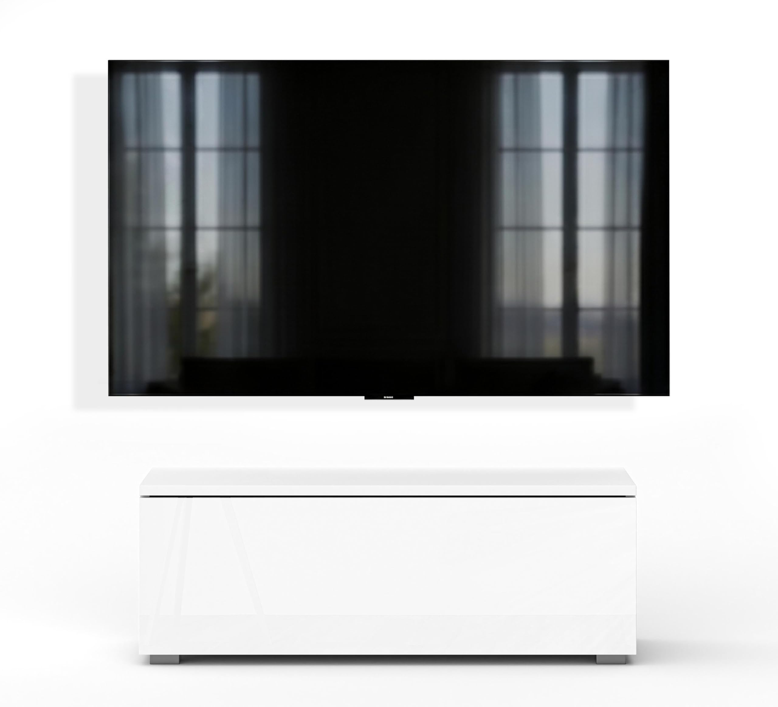 Lowboard TV Kommode 100 cm Barvo Weiß Matt/Hochglanz Stehend