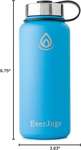 Miniatura 5 de EverJugs Botella de agua de 32 onzas, boca ancha, tapa de acero inoxidable de alta calidad, doble pared aislada al vacío, taza térmica, botella de