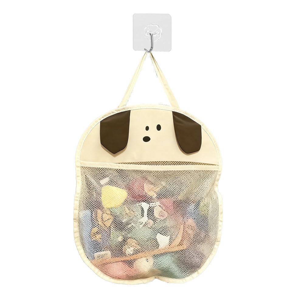 Dzozo White-B Baby Bath Toy Storage Organiser – A Practical Hanging Mesh Net Bag Equipped With A Strong Suction Cup, Designed For Organizing Toys And Ensuring Easy Access During Bath Time