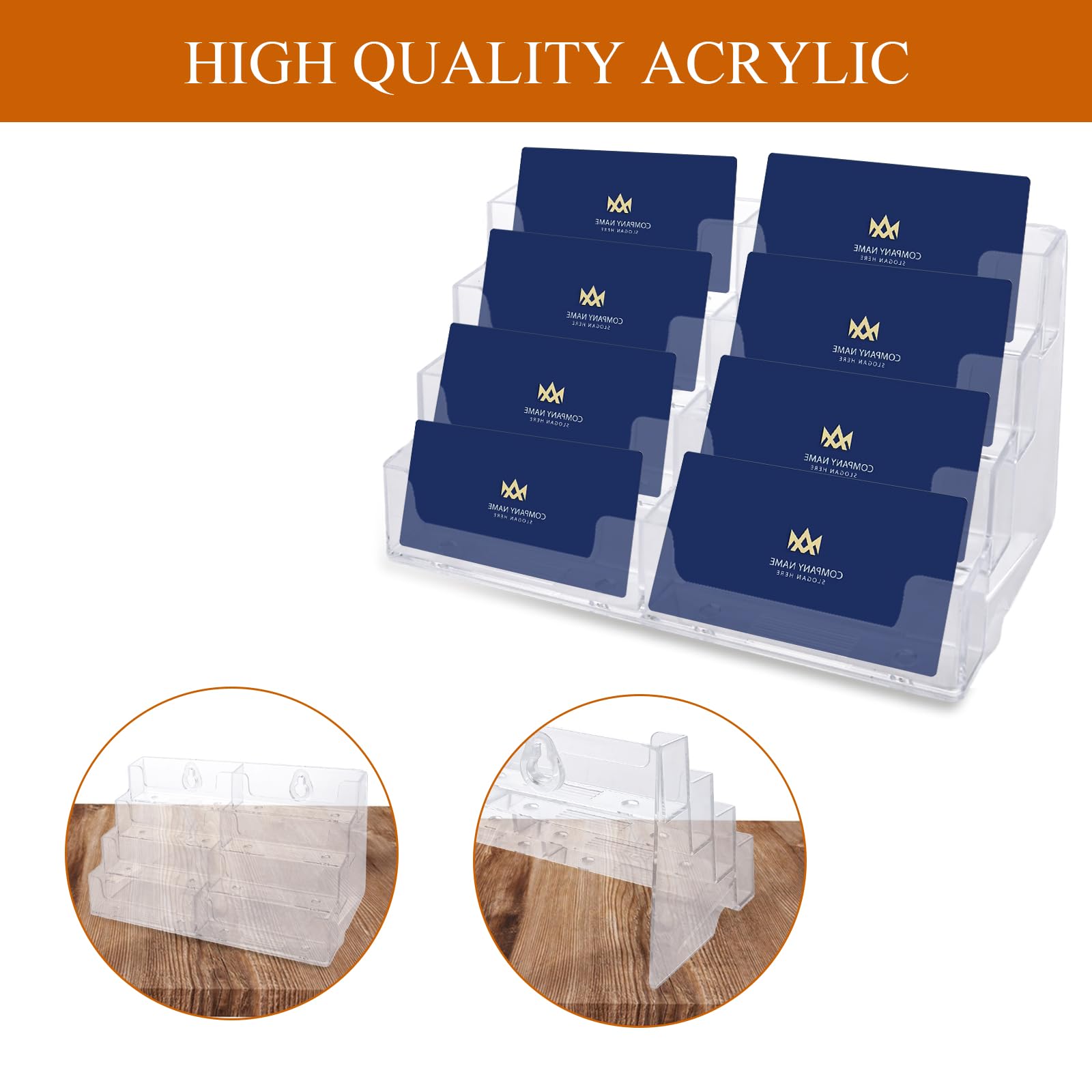 Lot De 4 Supports Cartes De Visite Transparent 8 Compartiments - Présentoir Acrylique Bureau