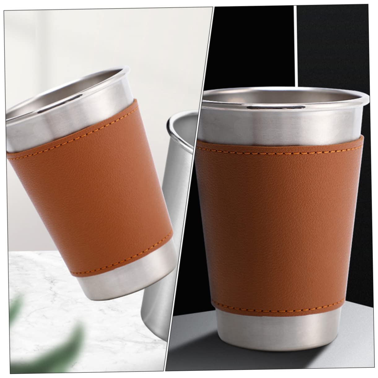 Cabilock 3 Juegos Jarra De Cerveza De Acero Inoxidable Dispensador Vasos Taza De Cafe Martini Matraz Jarra De Cerveza Vikinga Botella De Agua Doble A Prueba De Fugas Vino Pu 2 Piezas * 3