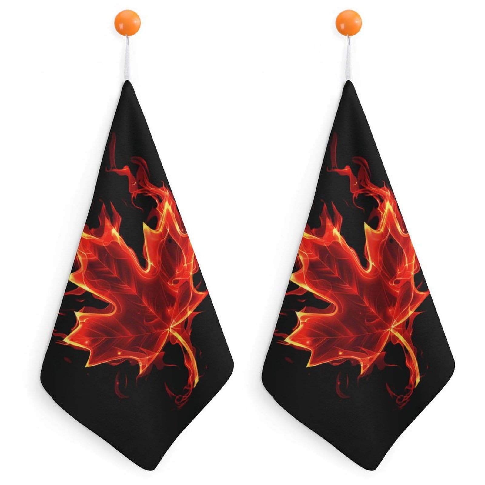 TXFBTRFSA Canada Flag Maple Flame Hand Towels with Hanging Loop Kitchen Towel Handkerchiefs Cleaning Cloths