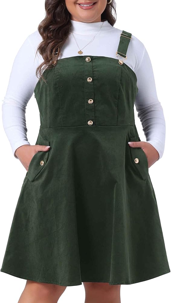 Agnes Orinda Corduroy Pinafore Short Dress for Women 2023 Plus