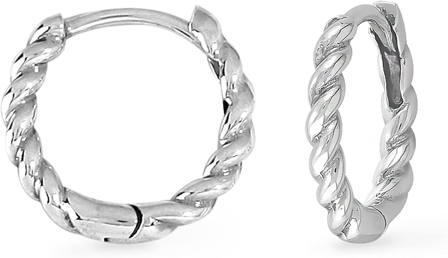 Boma Jewelry Sterling Silver 1/2 Inch Braided Huggie Hoop Earrings