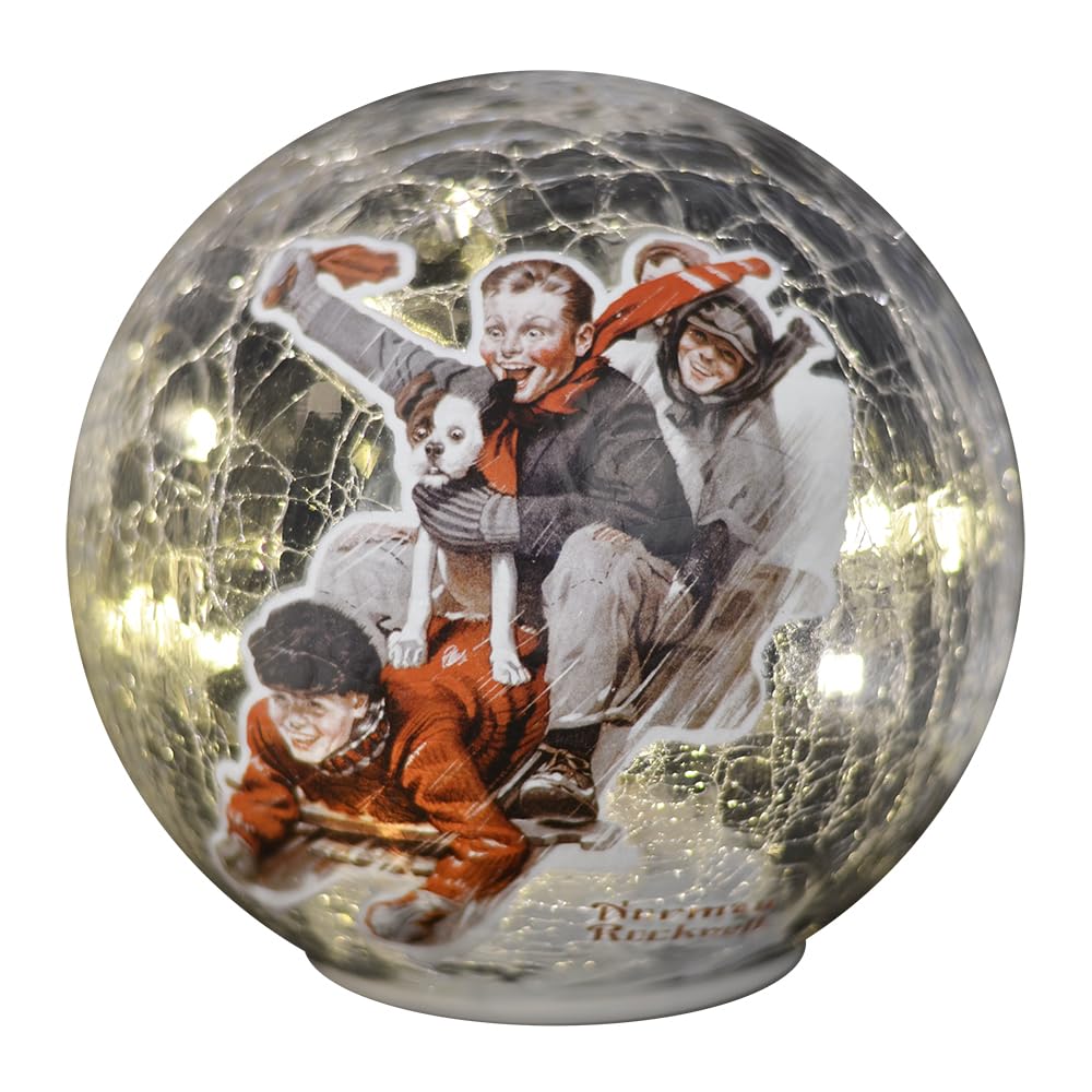 Globo de nieve LED de Norman Rockwell, el regalo ideal de Navidad con niños en trineo